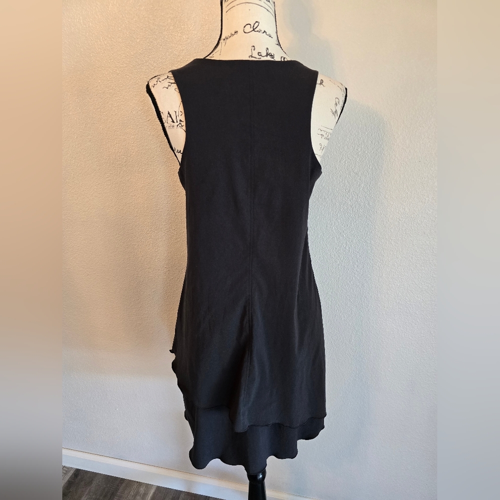 Toad & Co Mallorca Dress Black Breezy Hidden Pocket Lettuce Hem Tank Dress Small - Picture 3 of 10